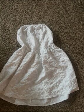 SHEIN White Hooded Floral-Texture Mini Dress